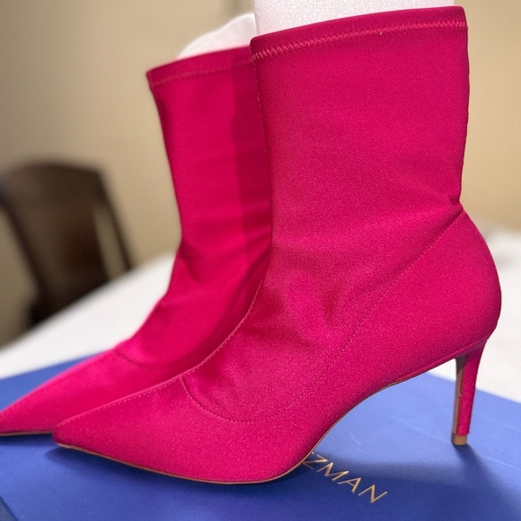 Stuart Weitzman Pink Ankle Booties with High Heel - Picture 3 of 7